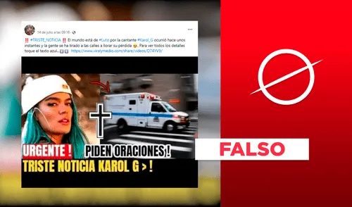 Es falso que la cantante Karol G falleció el 14 de julio de 2022. Foto: composición LR/Facebook Es falso que la cantante Karol G falleció el 14 de julio de 2022. Foto: composición LR/Facebook