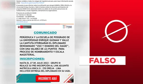 Es falso que el Ministerio de Educación y PerúEduca cobren la matrícula para la inscripción a un diplomado. Foto: composición LR/Facebook
