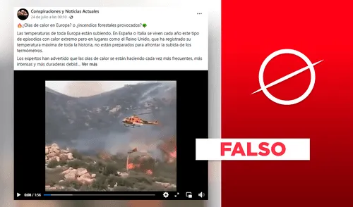Es falso que video muestra a helicóptero provocando un incendio forestal. Foto: composición LR/Facebook