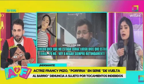 Francy Pezo, actriz en De Vuelta al Barrio denuncia agresión sexual. Foto: captura de Willax Francy Pezo, actriz en De Vuelta al Barrio denuncia agresión sexual. Foto: captura de Willax