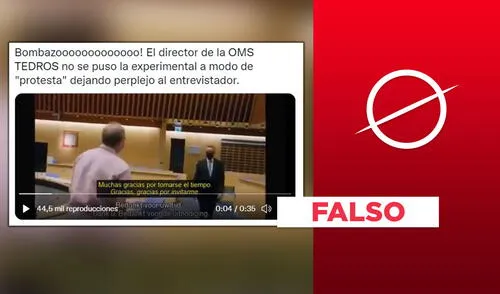 Es falso que video evidencie que el director general de la OMS no se haya vacunado contra la COVID-19. Foto: composición.
