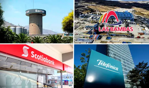 Telefónica, Backus, Minera Las Bambas y Scotiabank son las empresas que más deben al Estado Peruano, según Sunat. Foto: Composición LR/EFE/AFP/Las Bambas/Difusión