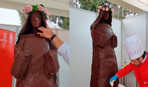 En solo 5 horas, los maestros pasteleros lograron llegar a un 80% de la escultura. Foto: María Pía Ponce/ Urpi-LR