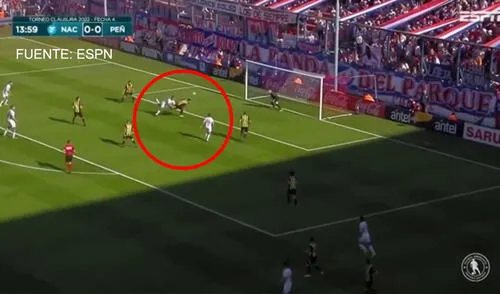 Luis Suárez casi anota el 1-0 de Nacional. Foto: captura Star Plus