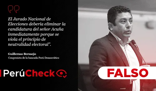 Específicamente por el motivo de infringir la neutralidad electoral, no puede excluirse a Cesar Acuña. Foto: PerúCheck Específicamente por el motivo de infringir la neutralidad electoral, no puede excluirse a Cesar Acuña. Foto: PerúCheck