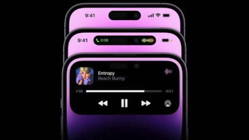 El Dynamic Island del iPhone 14 Pro y iPhone 14 Pro Max cambia de tamaño, dependiendo de la situación. Foto: Apple El Dynamic Island del iPhone 14 Pro y iPhone 14 Pro Max cambia de tamaño, dependiendo de la situación. Foto: Apple