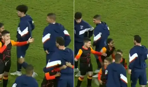 Messi abrazos con los niños. Foto: Captura ESPN Messi abrazos con los niños. Foto: Captura ESPN