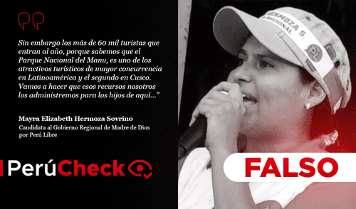 No, el Parque Nacional del Manu no recibe a más de 60 mil turistas al año como dijo Mayra Hermoza. Foto: PerúCheck