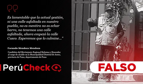 No es cierto que no se haya asfaltado ni una calle durante la actual gestión del distrito de Acora en Puno. Foto: PerúCheck