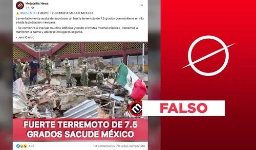 No, esta foto no es del reciente sismo en México: fue tomada en 2017. Foto: composición Verificador / captura de Facebook