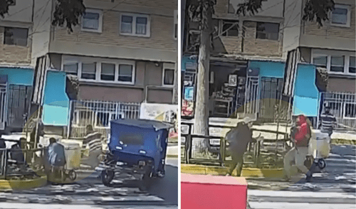 Accionar criminal se dio frente a una escuela que funciona como local de votación para las Elecciones Regionales y Municipales 2022. Foto: composición LR/capturas de "América noticias"