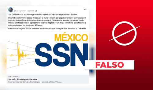Es falso que la universidad de Harvard, la ONU y el Servicio de Sismología de México hayan advertido sobre un megaterremoto. Foto: composición LR/Facebook. Es falso que la universidad de Harvard, la ONU y el Servicio de Sismología de México hayan advertido sobre un megaterremoto. Foto: composición LR/Facebook.