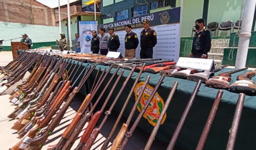 En total, 484 armas de fuego fueron incautadas en Cusco. Foto: URPI/ Alexander Flores