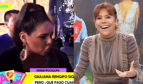 Giuliana Rengifo incómoda con expresiones de Magaly Medina. Foto: composición LR/ captura de Willax TV/ captura de ATV Giuliana Rengifo incómoda con expresiones de Magaly Medina. Foto: composición LR/ captura de Willax TV/ captura de ATV
