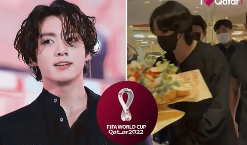 Jungkook fue recibido con flores en el aeropuerto de Doha. Foto: composición LR/fansite/idoha.net Jungkook fue recibido con flores en el aeropuerto de Doha. Foto: composición LR/fansite/idoha.net