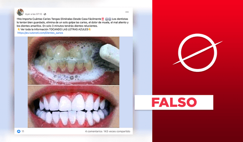 La publicación viral no muestra un remedio casero para eliminar las caries. Foto: composiciónLR/Facebook. La publicación viral no muestra un remedio casero para eliminar las caries. Foto: composiciónLR/Facebook.