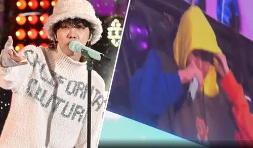 J-Hope comentó brevemente los percances que tuvo en el show de Año Nuevo. Foto: composición LR/AFP/captura de @interludetear/Twitter