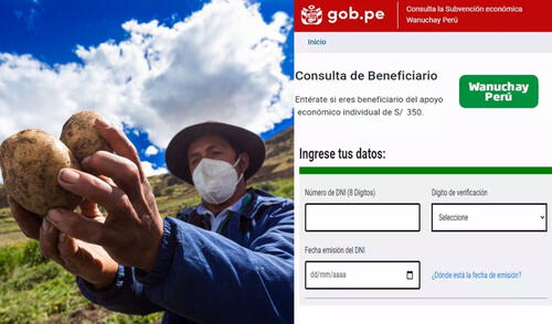 El Ejecutivo dispuso el otorgamiento del Bono Agrario para trabajadores agrícolas. Foto: composición LR / Andina Bono Wanuchay 2023: LINK para consultar con DNI si eres beneficiario del subsidio agrario, vía Midagri