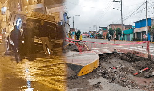 Obra sin terminar ocasionó accidente. Foto: composición Jazmín Ceras LR | Leonela Aquino URPI. Sedapar.