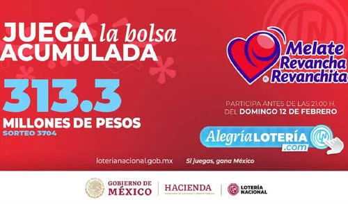 El sorteo Melate, Revancha, Revanchita ofrece como premio 313. 3 millones de pesos. Foto: Lotería Nacional de México