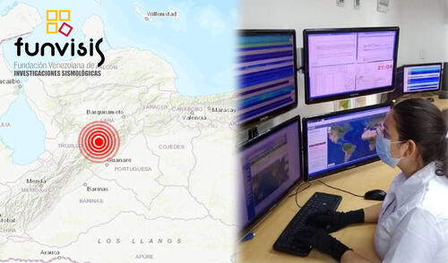 Sismo reportado en Venezuela a las 10.42 horas. Foto: composición LR/ Actualidad RT/ El Carabobeño/ Funvisis Sismo reportado en Venezuela a las 10.42 horas.