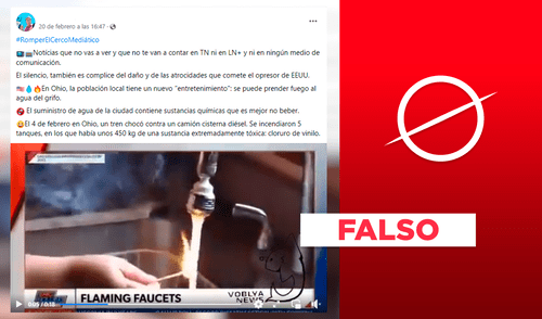 Este video no corresponde a un reciente derrame de productos químicos en Ohio. Foto: composición LR/Facebook Derrame químico Ohio