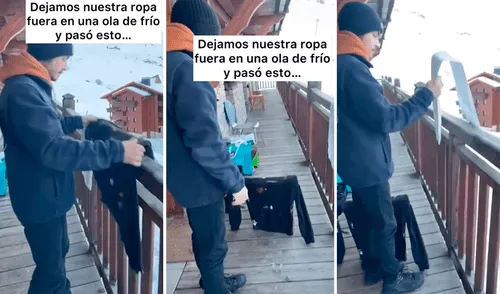 El clip del momento logró sumar miles de visualizaciones en Instagram. Foto: composición LR/captura de Instagram Pone a secar su ropa en el Polo Norte y esta termina congelada: "Al menos se secaron"