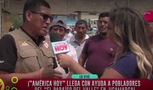 Ethel Pozo protagonizó un incómodo momento con el alcalde de Jicamarca. Foto: captura de América TV Ethel Pozo