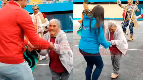 El video superó las 26.000 reproducciones. Fuente: composición LOL/captura de Facebook/Cajamarca Noticiosa Adulta mayor de 103 años causa furor por su tierno baile en carnavales de Cajamarca
