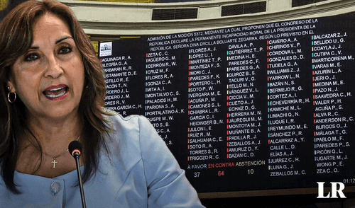 Boluarte Zegarra asumió la presidencia de la República el último 7 de diciembre del 2022. Foto: composición de Alvaro Lozano/La República/Presidencia/Congreso Dina Boluarte y votación