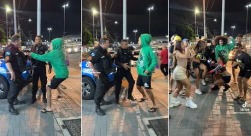 Tiktoker le juega una broma a agentes del orden y se vuelve viral. Foto: composición LR/captura de TikTok Tiktoker broméo con 'robarle' celular a policías, pero se salva bailando: "Pudo ser el fin"