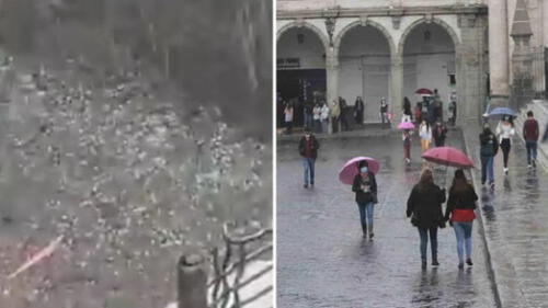 Inusual granizada se registró en Arequipa este martes. Foto: Composición LR Inusual granizada se registró en Arequipa este martes. Foto: Composición LR
