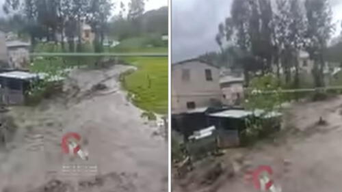 Fuerte corriente de agua provocada por las lluvias generó zozobra en ciudadana. Foto: captura video Cajamarca Noticiosa Fuerte corriente de agua provocada por las lluvias generó zozobra en ciudadana. Foto: captura video Cajamarca Noticiosa