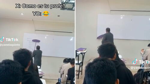 Docente no encuentra mota para limpiar la pizarra y asombra al usar una escoba: "Otro level"