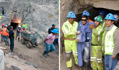 Al sexto día de labor de rescate, el grupo de personas salieron del socavón de la mina Cabeza de negro. Foto: composición LR/Andina/Presidencia Perú/Flickr Personas en mina Cabeza de negro, Ica