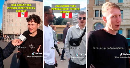 El entrevistador quedó atónito con algunas respuestas que recibía. Foto: composición LR/capturas de TikTok/@ivan_latinoamerica extranjeros, Perú, viral, video viral, TikTok