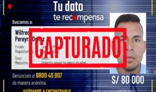 El sujeto se encontraba en la lista de los más buscados por la Policía. Foto: PNP PNP