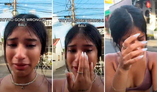 El tatuador tuvo que invertir la frase que la joven le había indicado. Foto: composición LR / capturas de TikTok / @Tiakabirr tatuaje, Bali, viral, video viral, TikTok