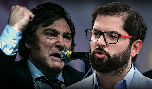 Javier Milei criticó al socialismo en su viaje a Chile. Lo calificó de “la destrucción de los valores morales”. Foto: composición LR/EFE/AFP Javier Milei, Gabriel Boric