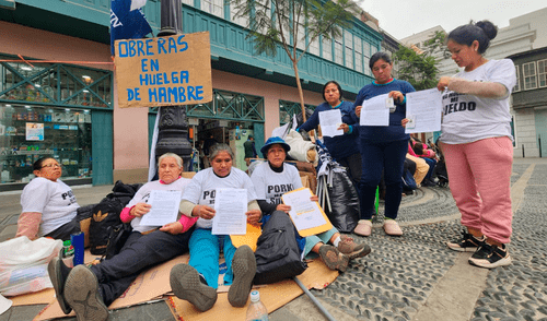 Entre las protestantes se encuentra una mujer en estado de gestación. Foto: María Pía Ponce - La República Trabajadoras de la MML continúan en huelga de hambre para exigir pagos pendientes en el Cercado de Lima.