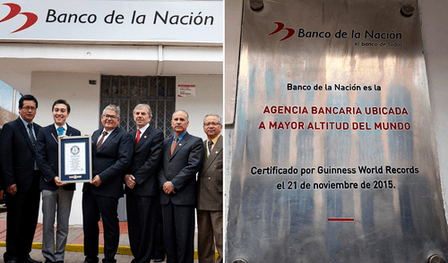 La agencia bancaria a mayor altitud está en el Perú