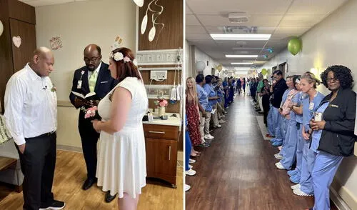 La pareja contrajo matrimonio en el hospital Piedmont Columbus Regional Midtown de Columbus, Georgia Estados Unidos