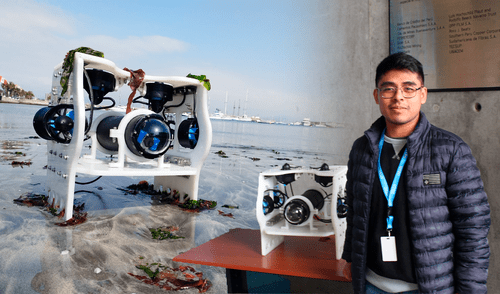 Estudiante peruano crea Bobelto, un robot submarino que busca ayudar a los pescadores. Foto: composición LR estudiante UTEC robot submarino