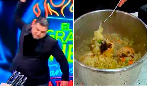 Si bien no entró en la lista, los usuarios de redes recordaron el aguadito quemado. Foto: composiciónLR/captura de Latina ¿Cuáles son los peores platos de El gran chef famosos? Conoce aquí el ranking oficial