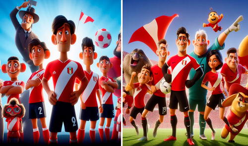 Así luciría la selección peruana de fútbol al estilo Disney/Pixar, según la IA. Foto: Bing Image Creator/La República larepublica.pe