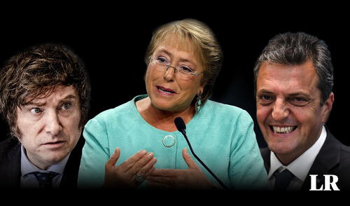Bachelet y otros políticos y personalidades de Latinoamérica y Europa pidieron frenar el triunfo de Milie votando por Massa. Foto: composición LR/Expansión/EFE Balotaje, elecciones en Argentina, Javier Milei, Sergio Massa, Patricias Bullrich, post paso