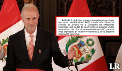 El canciller estará en el extranjero entre el 13 y 18 de noviembre del 2023. Foto: composición de Jessica Arce/LR/Antonio Melgarejo/LR larepublica.pe