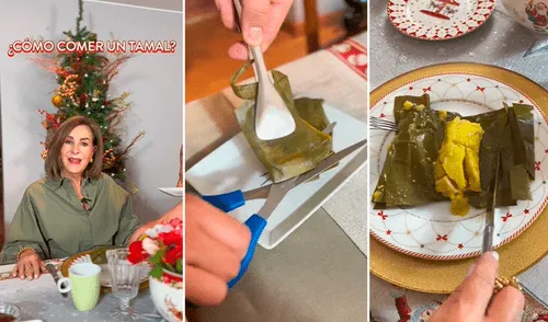 tamal/comida/harina/protocolo/normas/etiqueta sobre la mesa