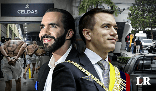 Daniel Noboa anunció que a finales de 2024 estarán construidas dos nuevas cárceles en Ecuador, al mismo estilo de El Salvador. Foto: composición de Jazmin Ceras/La República/AFP Ecuador, Daniel Noboa, Nayob Bukele, El Salvador, megacárceles