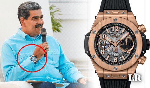 El presidente Nicolás Maduro lució el lujoso reloj de una marca Suiza. Foto: Composición LR/X/Hublot larepublica.pe